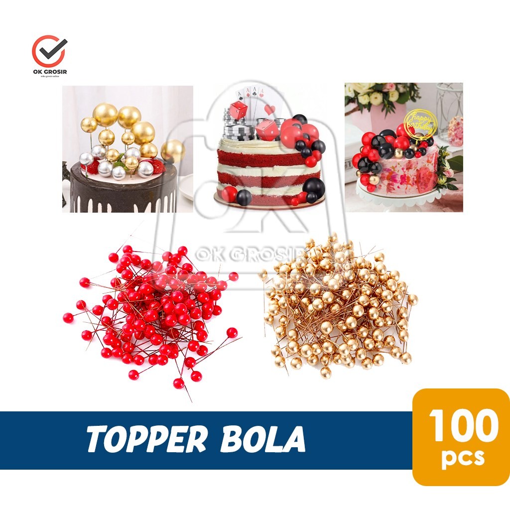 Jual Topper Bola Hiasan Kue Ulang Tahun Natal Cake Topper Tusuk Faux ...