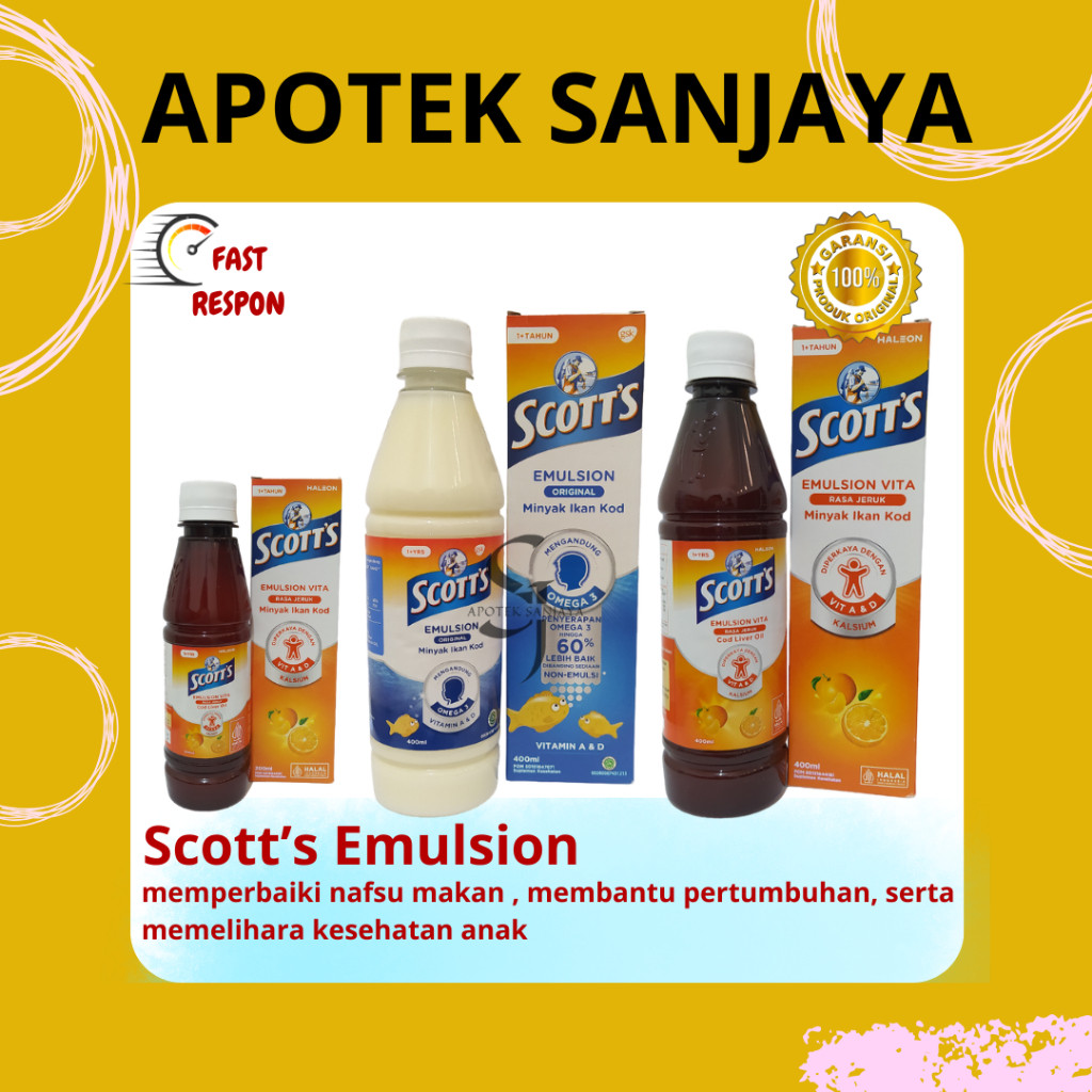 Jual Scott's Emultion Vita Cod Liver Oil Rasa Jeruk & Original 200ml ...