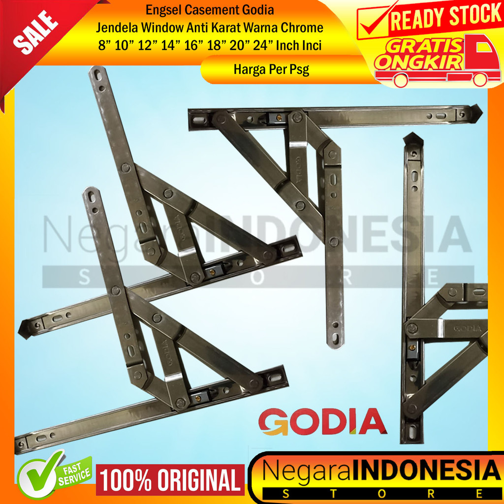 Jual Godia Engsel Casement Jendela Warna Chrome Ukuran 8” 10” 12” 14 ...