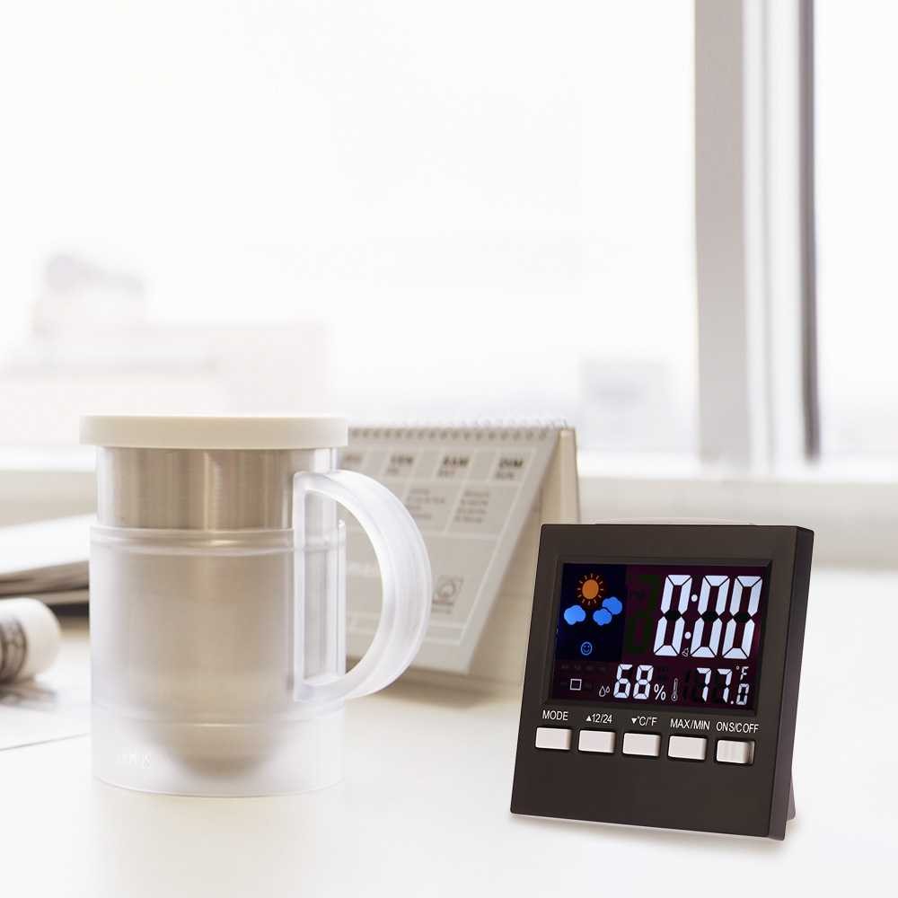 Jual JAM ALARM LED SENSOR TEPUK - Termometer Hygrometer, Tampilan Cuaca ...
