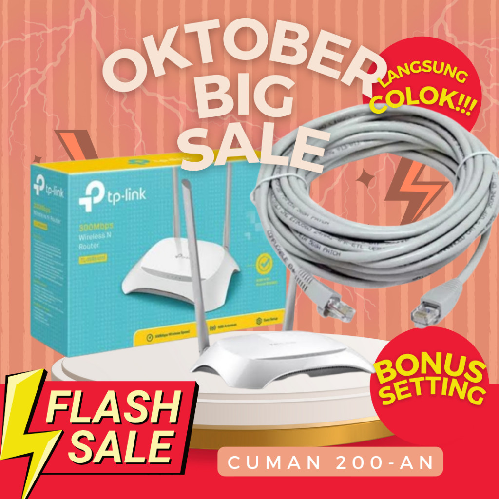 Jual PAKET PARAREL WIFI ROUTER TP LINK WR840 + KABEL LAN 30 METER ...