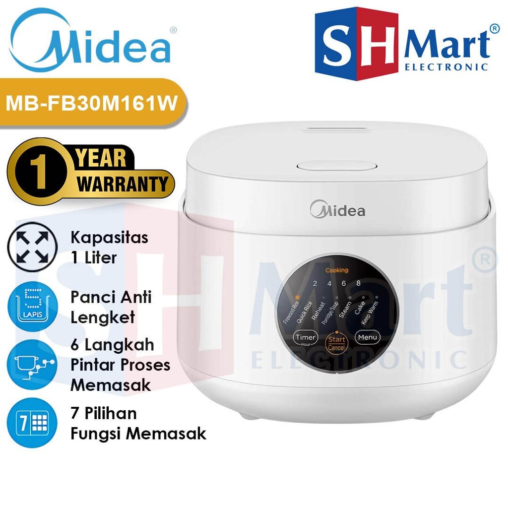 Jual RICE COOKER MIDEA DIGITAL 1 LITER MB-FB30M161W PENANAK NASI ANTI ...