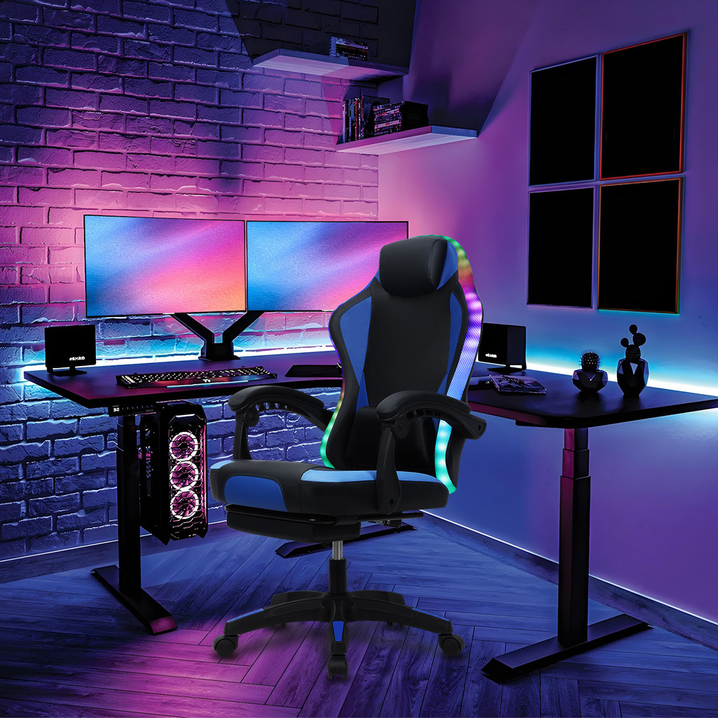 Jual Gaming Chair with RGB LED Light, Ergonomic Massage Computer Chair ...