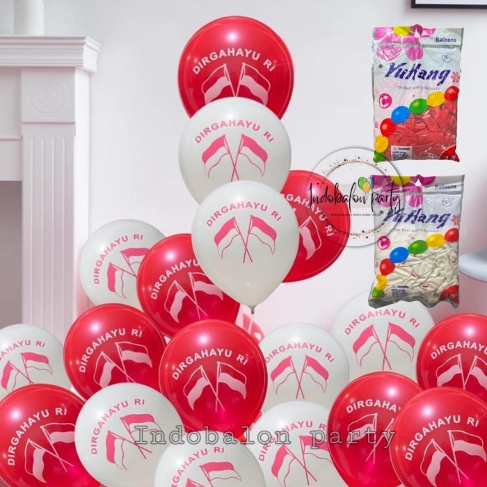 balon latex merah putih DIRGAHAYU RI/balon 17 agustus perpack isi 100 - mix