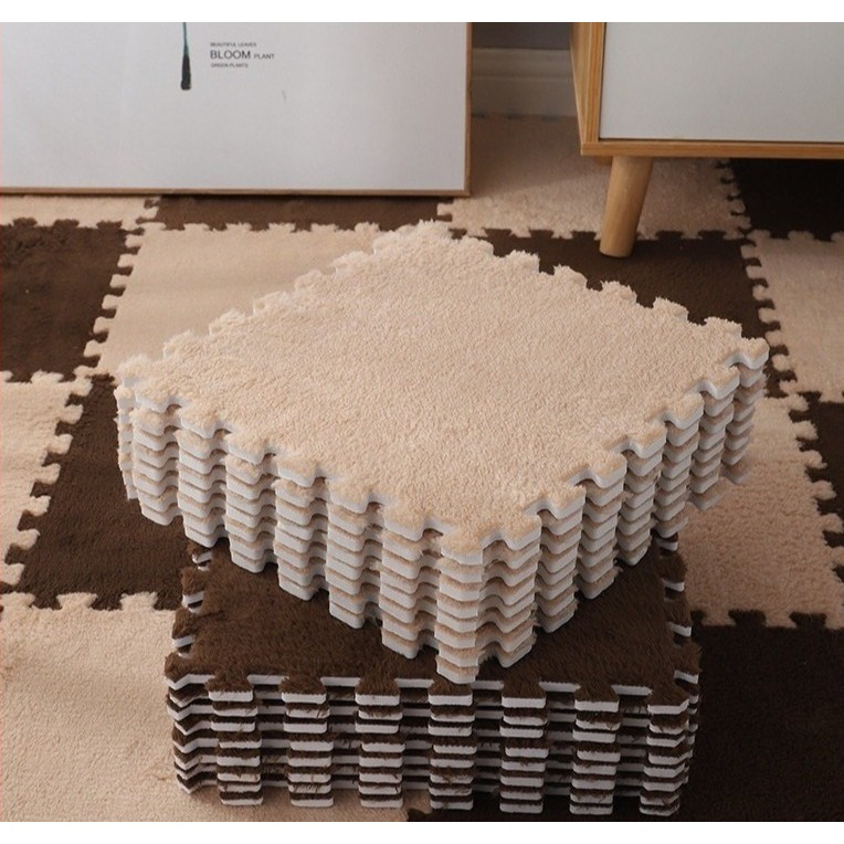 Yamata 1 Lembar Karpet Puzzle Bulu Lembut Halus Empuk Murah Berkualitas / Puzzle Lantai Dekorasi Rumah 30x30cm Bahan EVA Matt