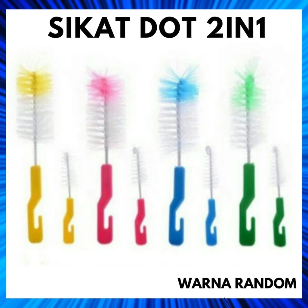 Sikat Botol Susu Bayi + Free Sikat Dot / Pembersih Botol Susu - Sikat 2in1 Spon | AutoStock