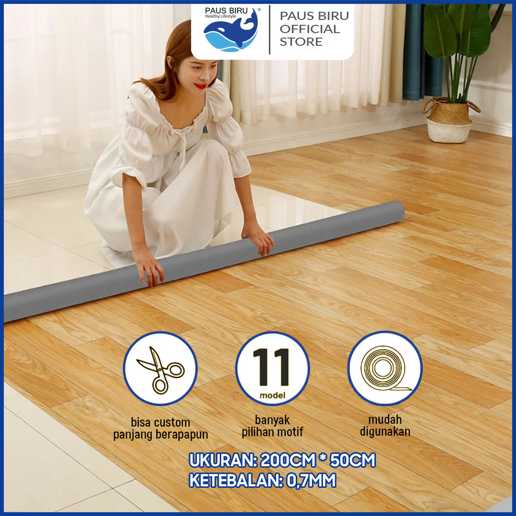 Paus Biru - Karpet Lantai Roll Vinyl Panjang 2 Meter x 50 Cm Tebal 0.7 Mm Pb-Klv