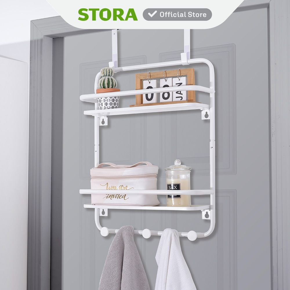 Jual Stora 44 cm Rak Dinding 2 Tingkat Dengan Pengait - Putih ...
