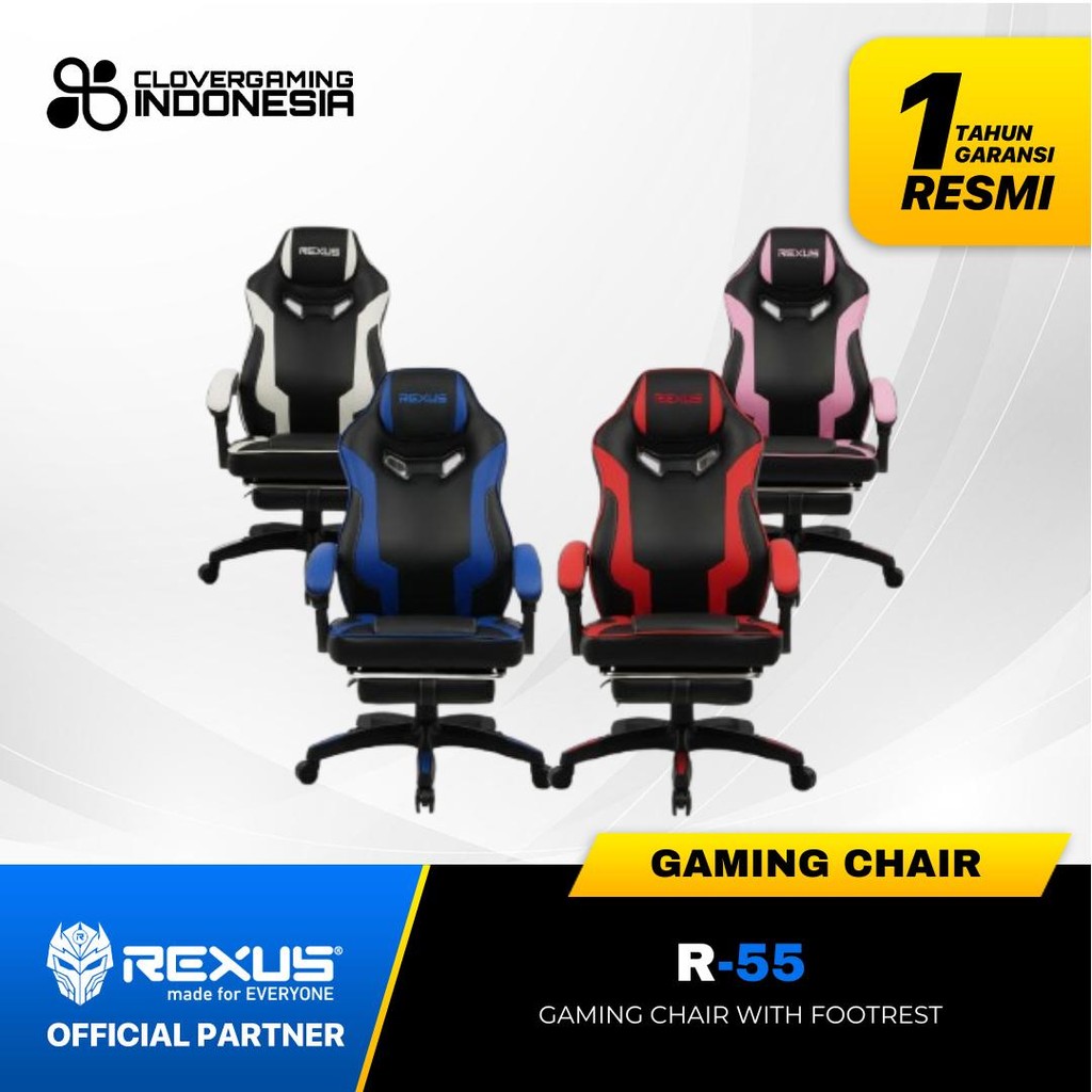 Jual Rexus R55 R-55 Ergonomic Gaming Chair Kursi Gaming with Footrest R ...