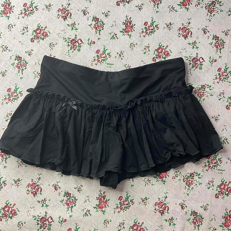 Pink / Black / Red Light Y2K Aesthetic Bow Detail Skirt for Summer