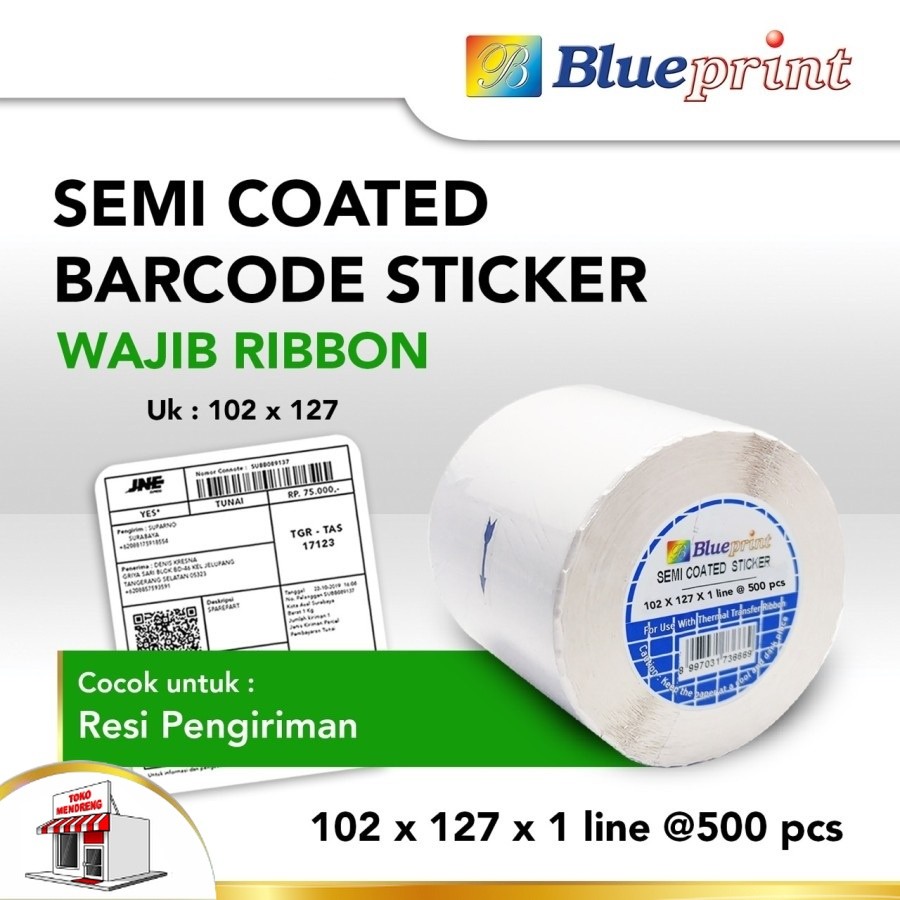 Jual Sticker label Barcode BLUEPRINT 102x127x1 Line Semi Coated Label ...
