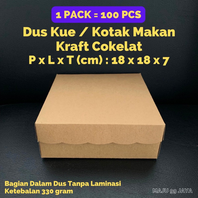 Jual (100 PCS) Dus Kue / Kotak Makan Nasi R8 18cm x 18cm x 7cm Kraft ...