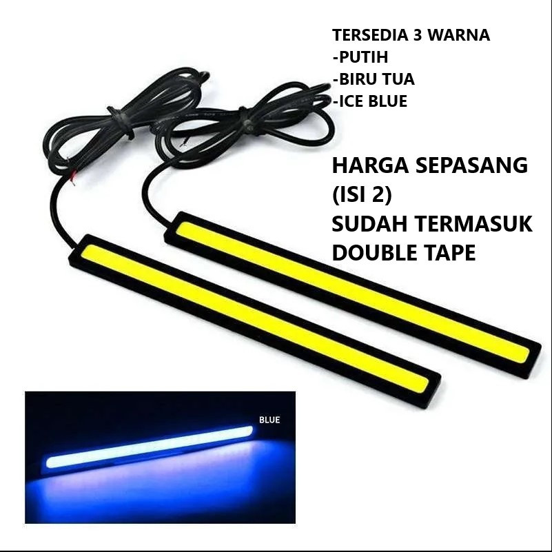 LAMPU LED DRL MOBIL MOTOR 17CM  PUTIH BIRU ICE BLUE PER PASANG MURAH 12VOLT 12V