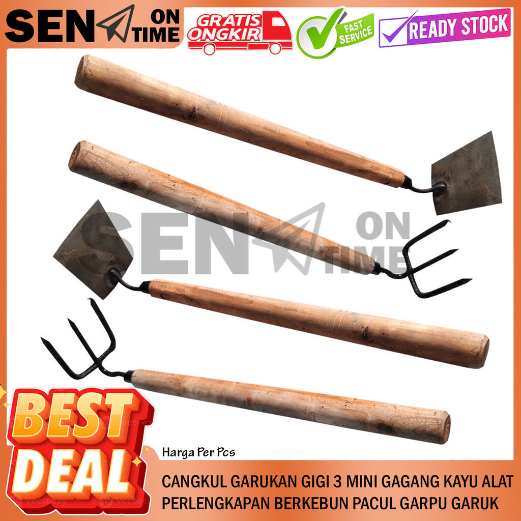 Jual Garukan Sampah Kecil Gagang Kayu Cangkul Mini Garuk Taman Pacul ...
