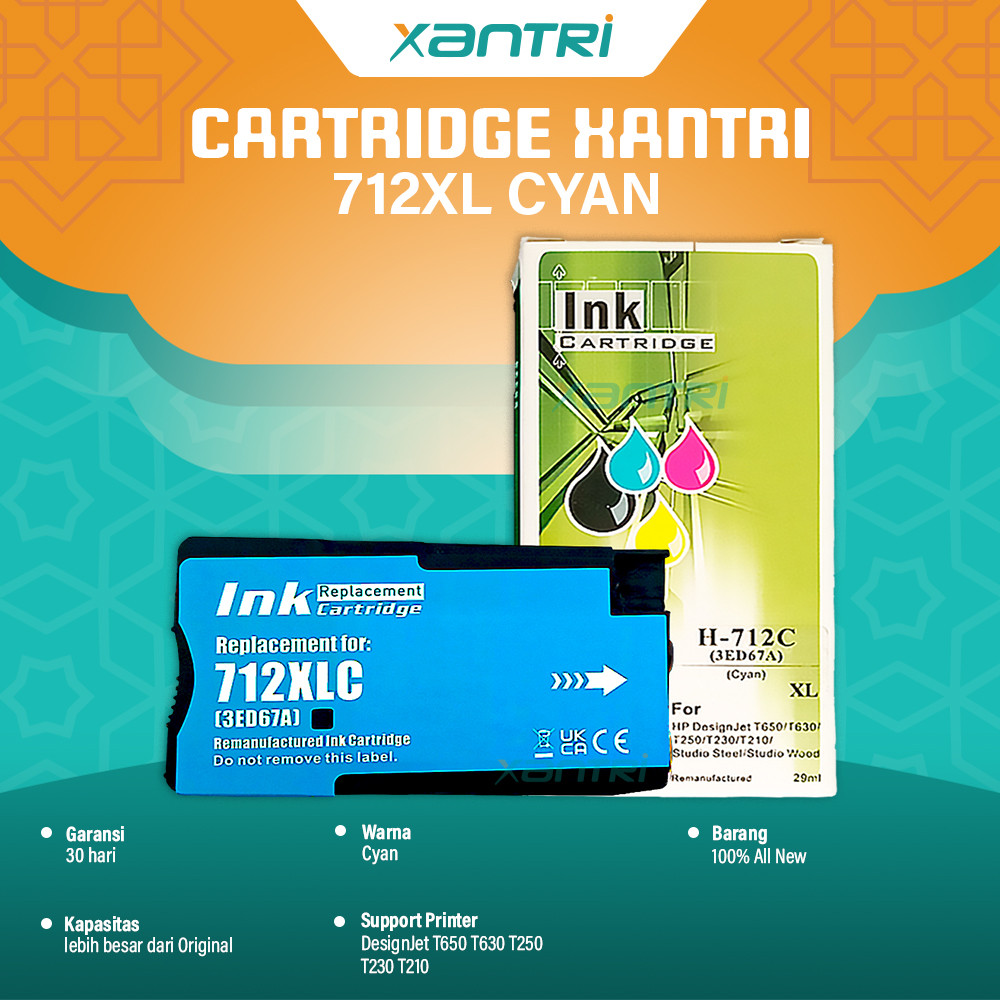 Jual Xantri - Cartridge Tinta Ink 712XL 712 XL Printer DesignJet T650 ...