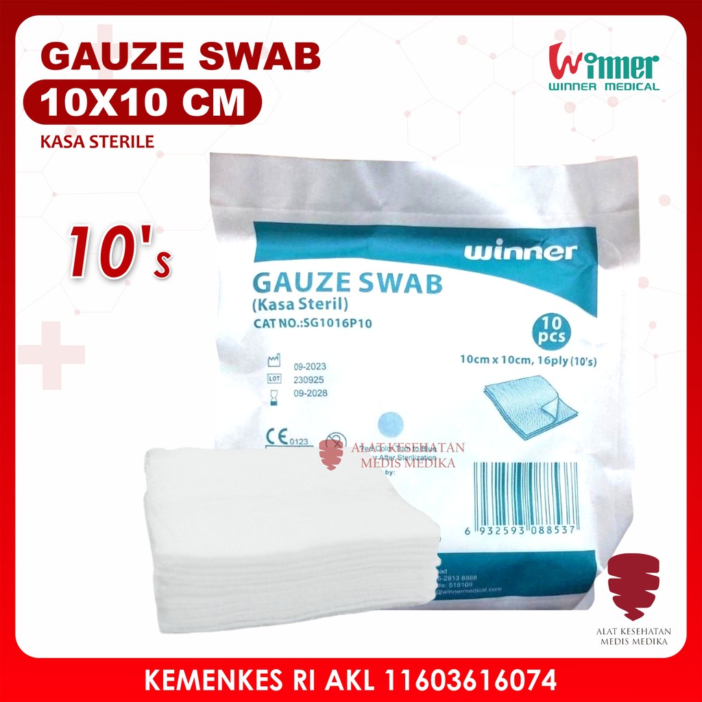 Jual Gauze Swab 10x10 16 Ply Winner 10S Kasa Lipat Perban Steril ...