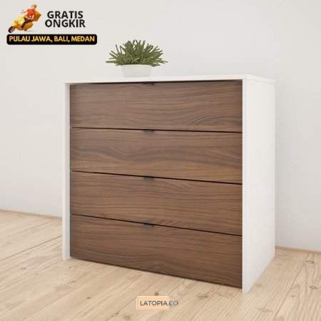 Jual Meja Rias Ruang Tamu Drawer Chest White And Walnut Panjang 80 cm ...
