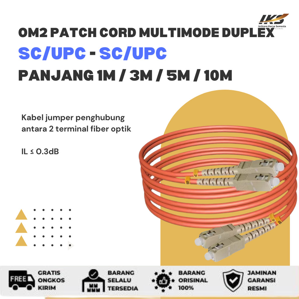 Jual OM2 Patch Cord MULTIMODE DUPLEX SC UPC - SC UPC Diameter 3mm ...