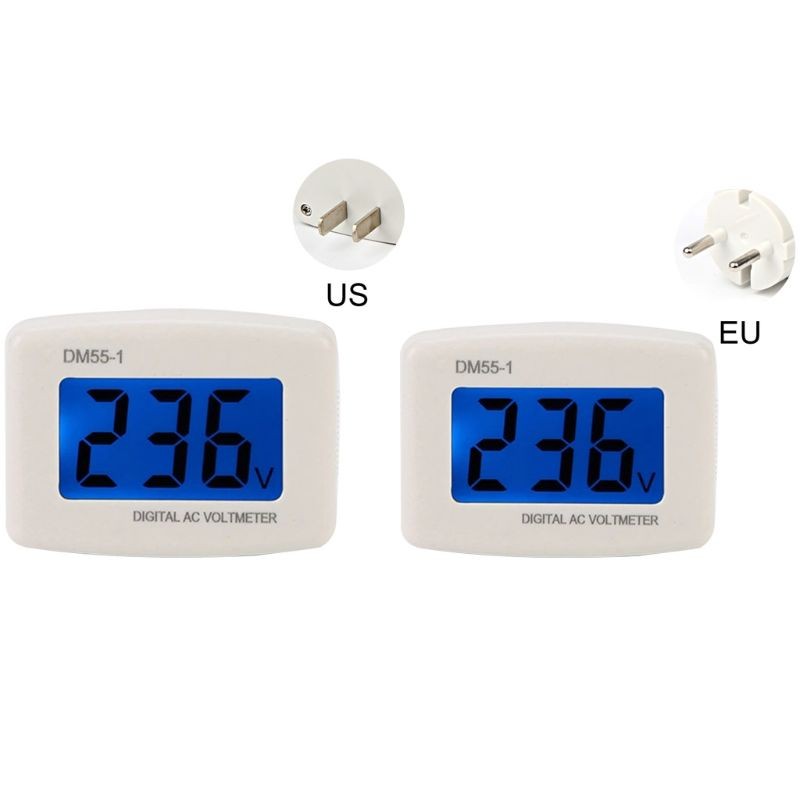 DM55-1 Steckdosen-Spannungsmesser EU-Stecker – LCD-Digitalvoltmeter 8–300 V AC Für Büro, Labor & Haushalt