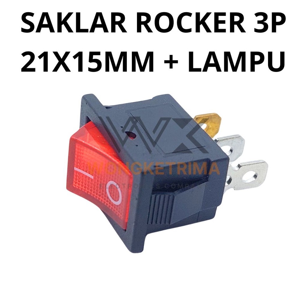 Jual Saklar Rocker on Off 3 Pin Ukuran 21x15mm Dilengkapi Lampu Switch ...