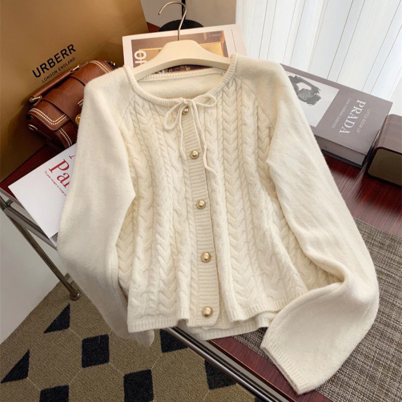 Tortton - Cardigan Wol Rajut Korean Style Ruffle Full Wol | 013