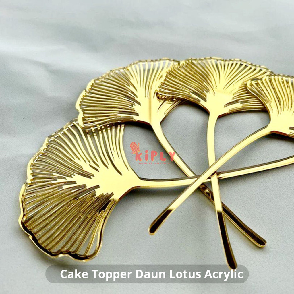 Jual Cake Topper Daun Lotus Acrylic/Cake Topper Bentuk Daun Emas ...