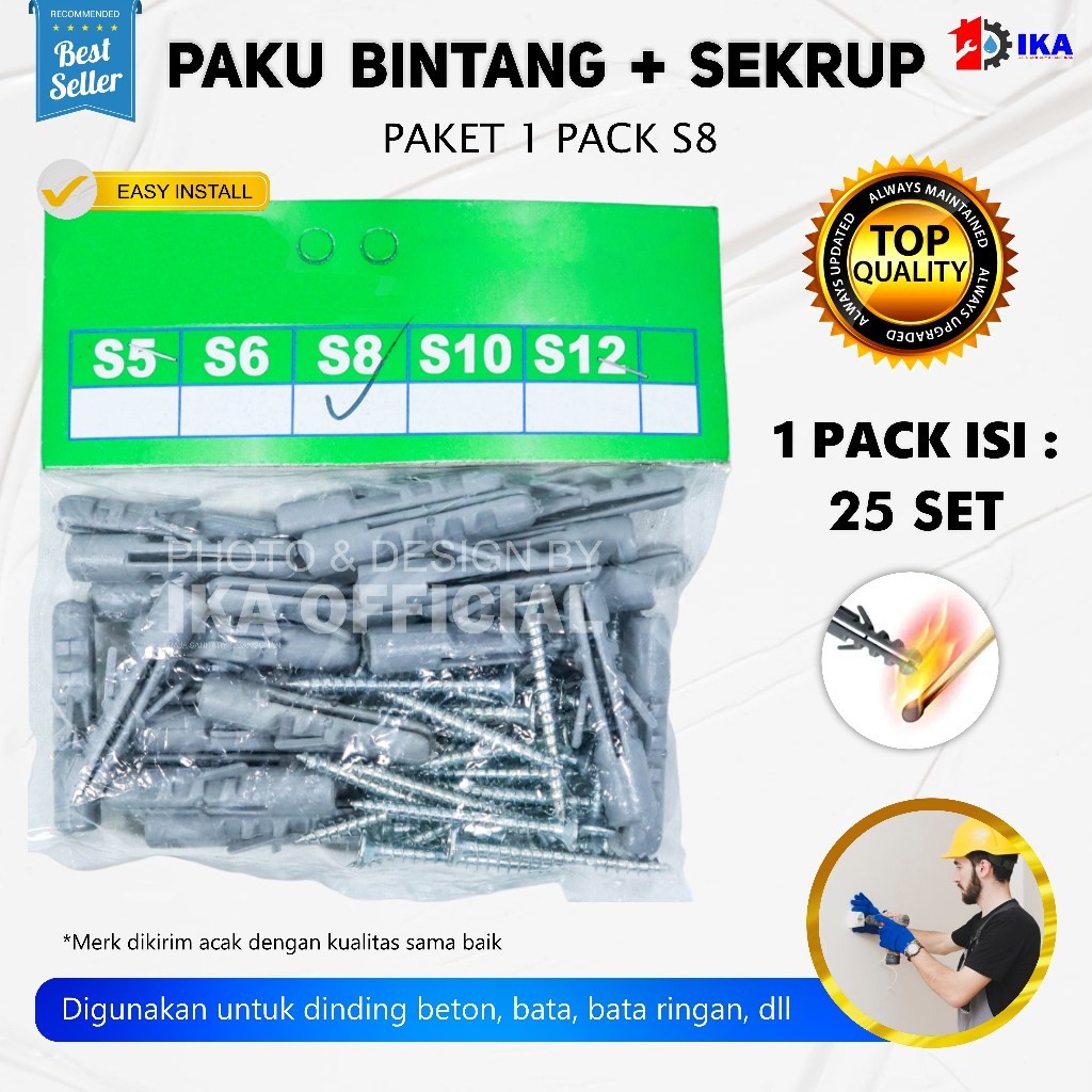 Jual Spiser Dan Skrup Berbagai Ukuran Angkur Set Isi Bungkus