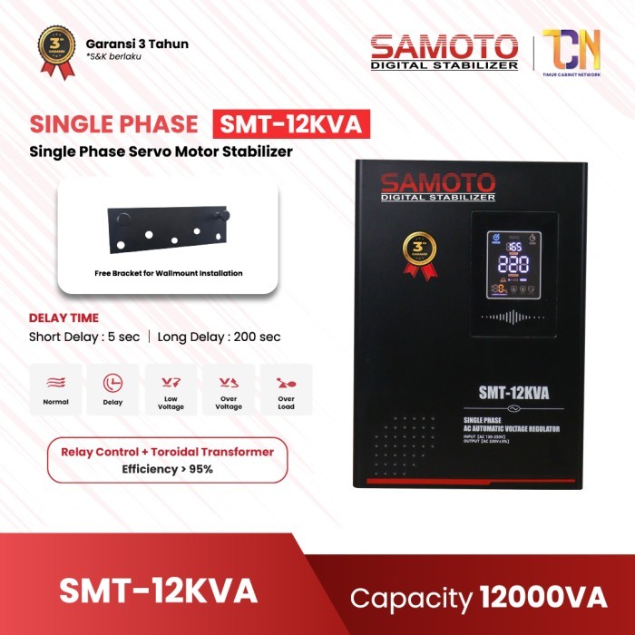 Jual SAMOTO Stabilizer 12000VA Stavolt Single Phase Stavolt SMT12000VA ...