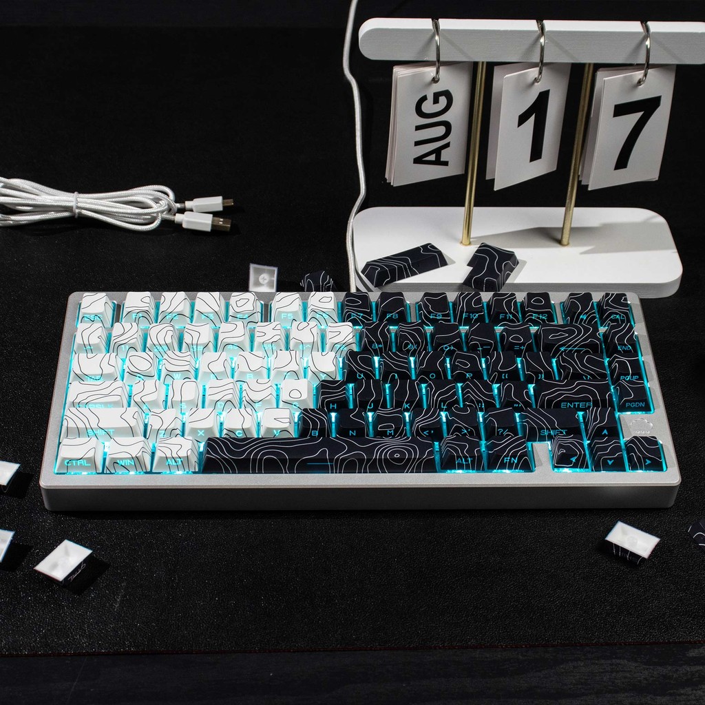 Jual 131Keys Hitam/Putih WOB BOW Kontur Keycaps bersinar RGB Side ...