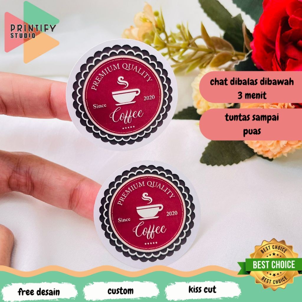 Jual Printify 5-8 Stiker Label Minuman Coffee Sticker Tema Coffe Bulat ...