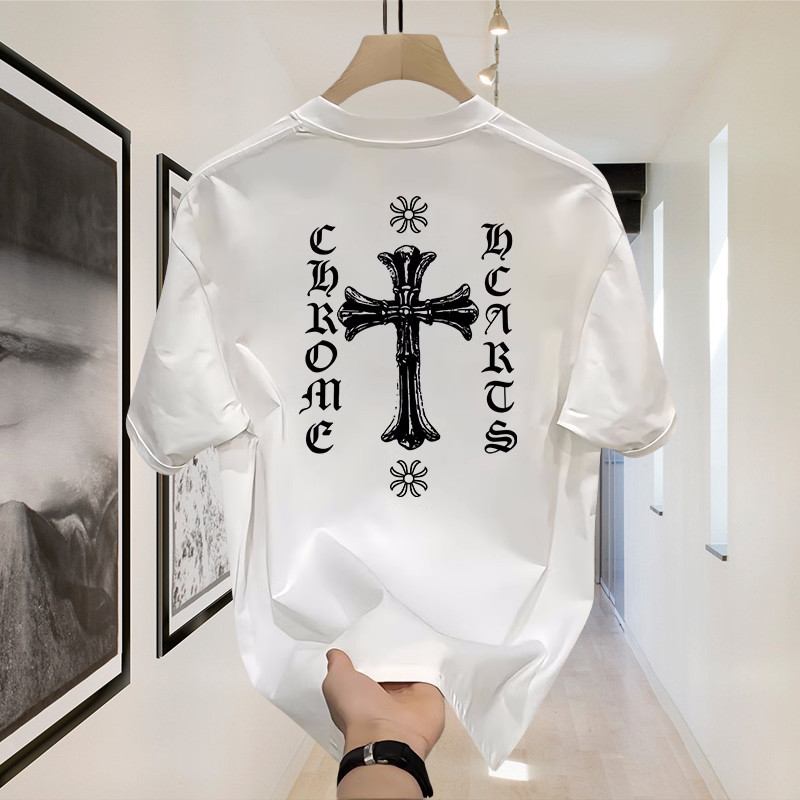 Jual Outlets Chrome Hearts Cross Logo 100% Cotton Heavyweight Kaos Boxy ...