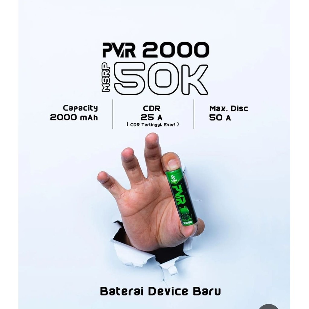 Jual Baterai INR 18650 PVR 2000mAh 50A by VRK | Shopee Indonesia