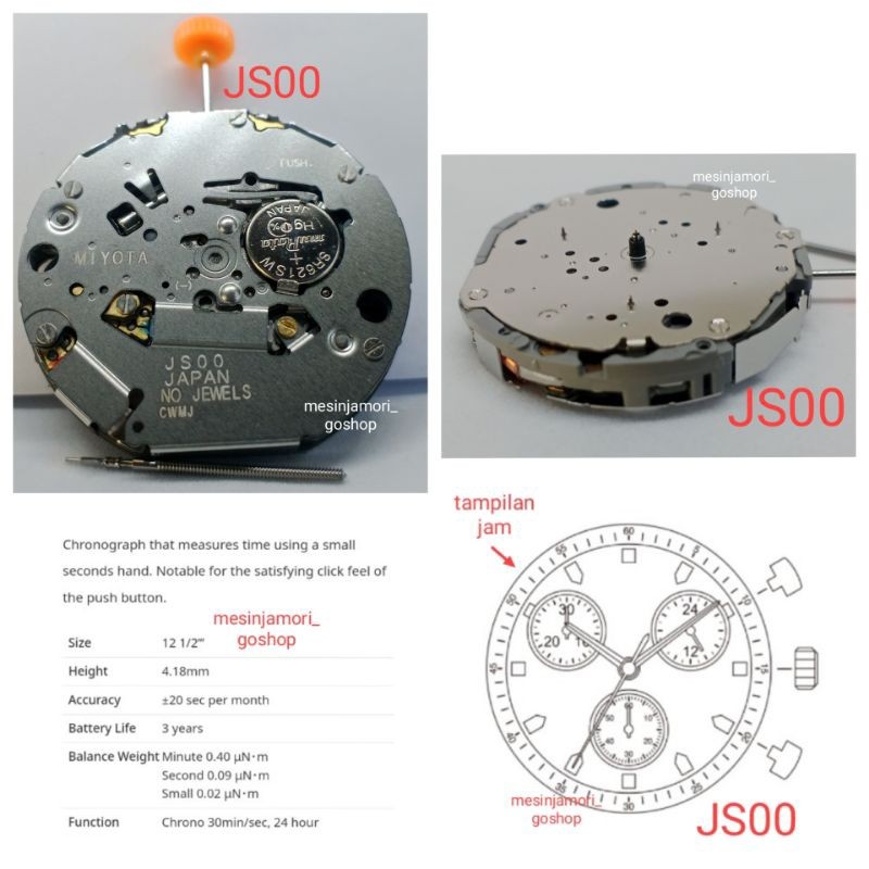 Jual Mesin jam JS00 JS05 JS10 JS 00 JS 05 JS 10 miyota Japan | Shopee ...