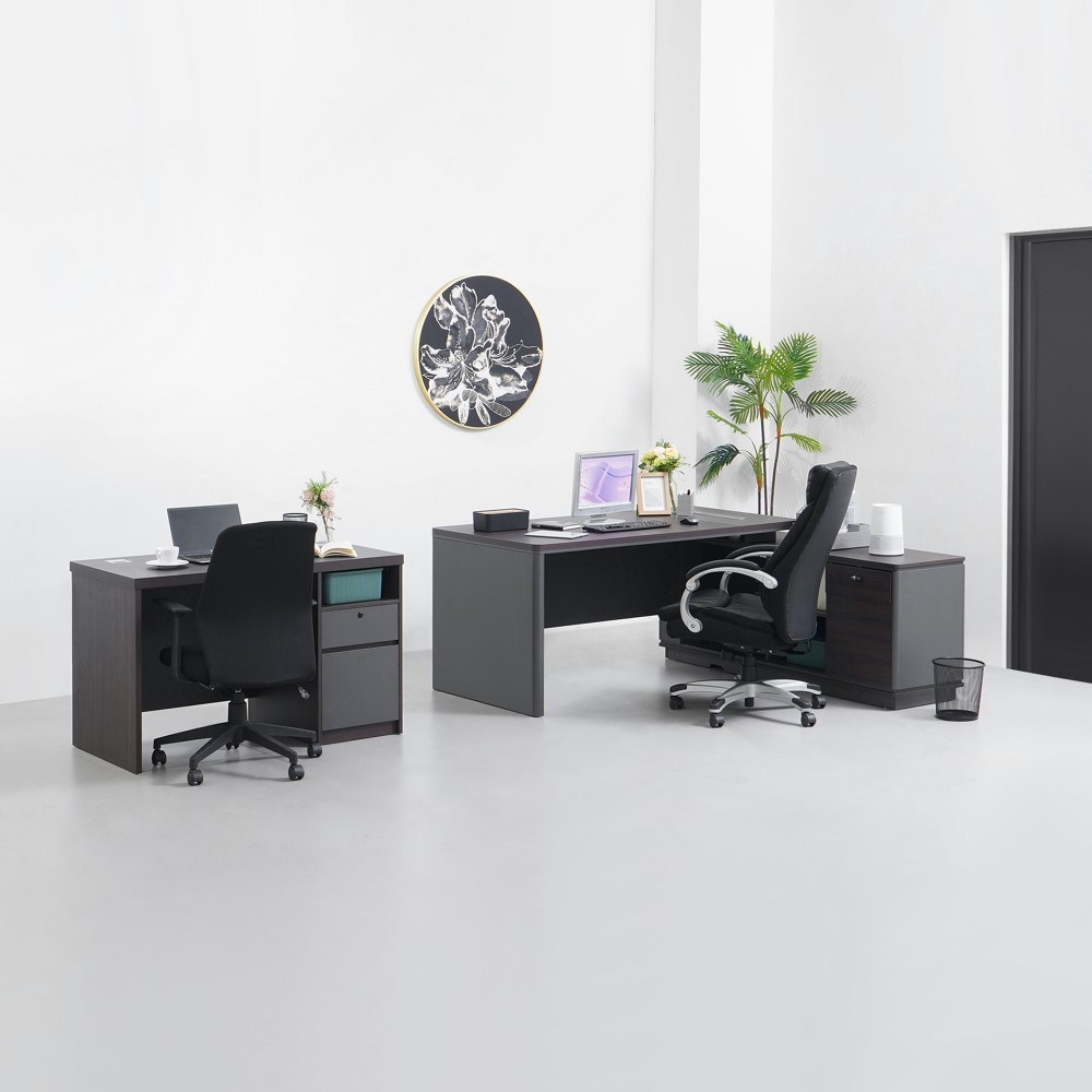 Jual Informa Moza Meja Kantor - Cokelat Walnut/Abu-Abu Office Table ...