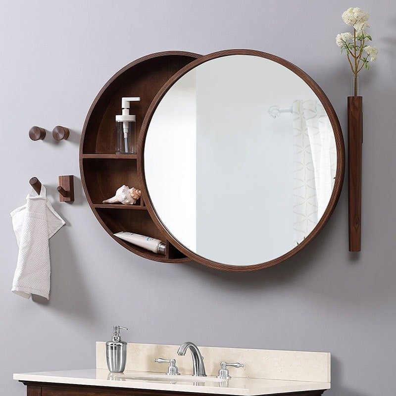 Jual Solid Wood Bathroom Dressing Mirror Cabinet Sliding Door Rest Room ...