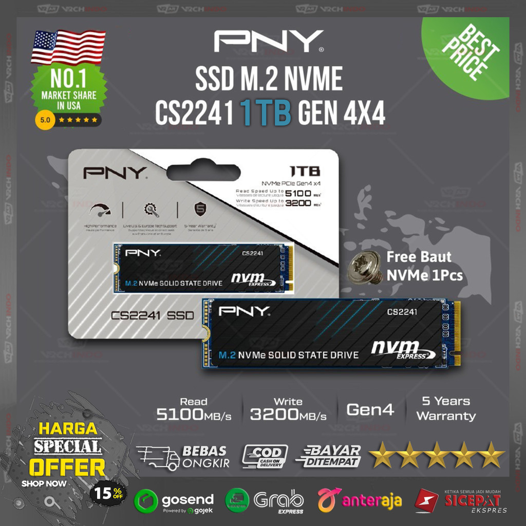 Jual SSD NVME M.2 1TB PNY CS-2241 - SSD NVMe M2 1 TB PNY CS-2241 Gen 4 ...