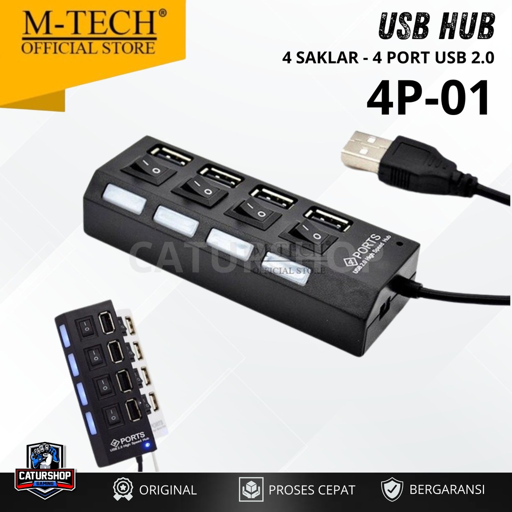 Jual M-Tech USB Hub 4 Port Switch ON/OFF Saklar Mtech USB 2.0 4Port ...
