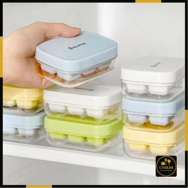 [Unik88] Cetakan Es Batu 6 Lubang Dengan Wadah | AutoStock