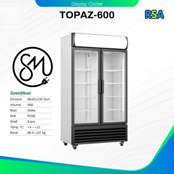 Jual Showcase RSA TOPAZ-600 Display Cooler 2 pintu 568 Liter TOPAZ600 ...