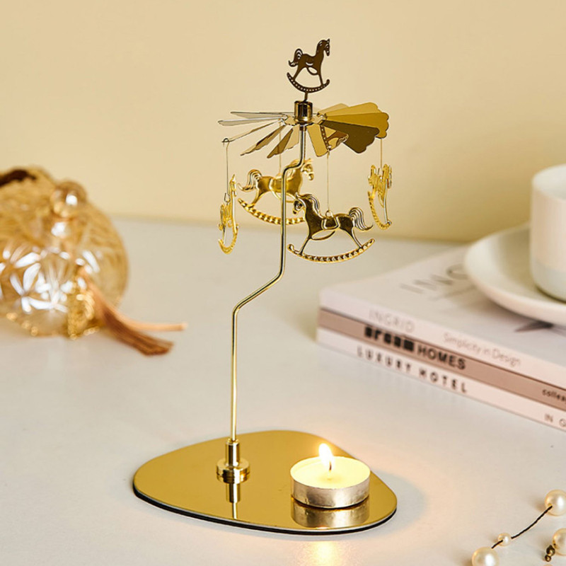 Rotating Candle Holder With Tray - Gold Spinning Tea Light Holder For Christmas, Wedding Table Decor - View #5