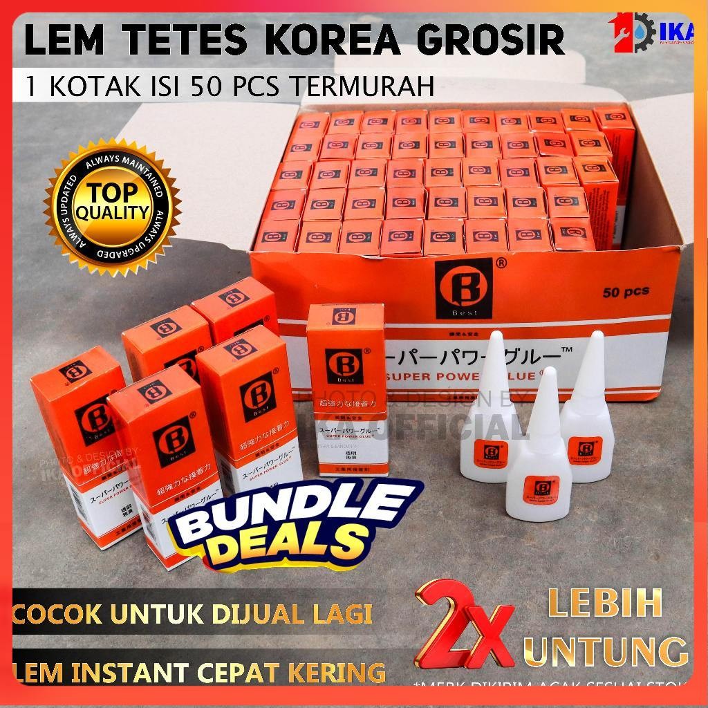 Jual ( GROSIR 1 BOX = 50 PCS ) Lem Korea Super Glue lem setan per 50 ...