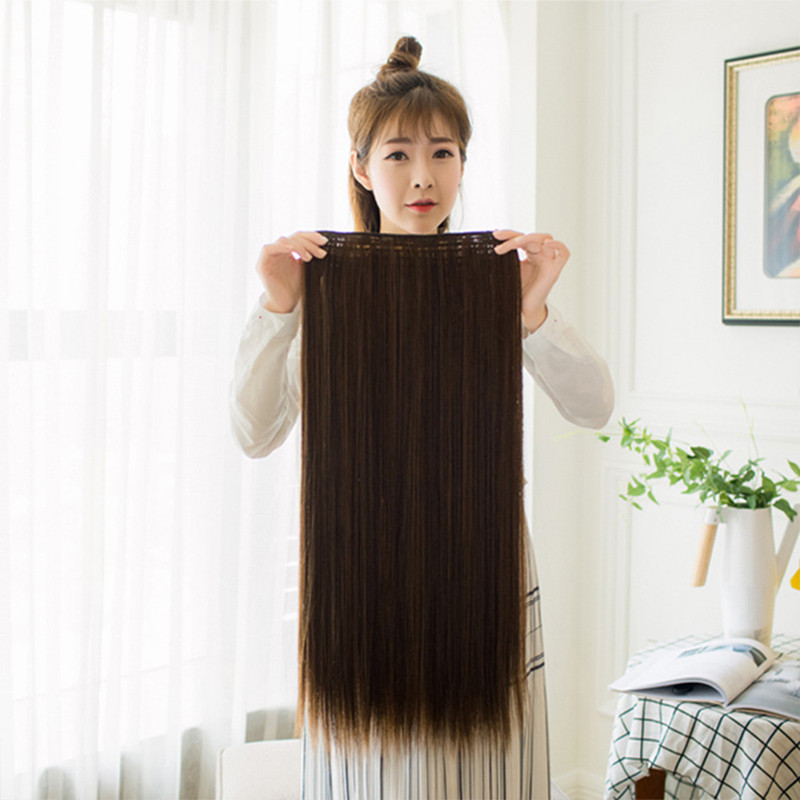 Jual COD Wig lima klip rambut lurus panjang potongan wig One piece ...