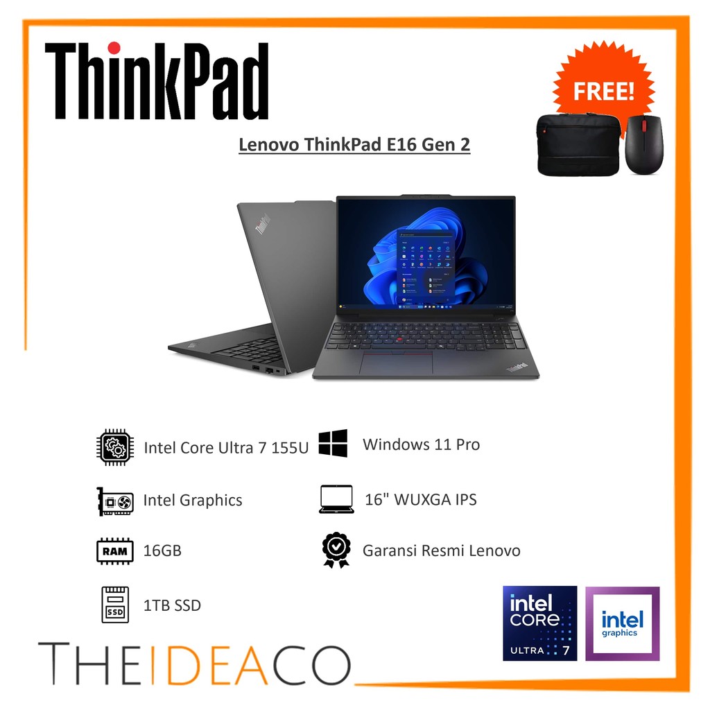 Jual Lenovo ThinkPad E16 Gen 2 Core Ultra 7 155U 16GB 1TB SSD Win11P ...
