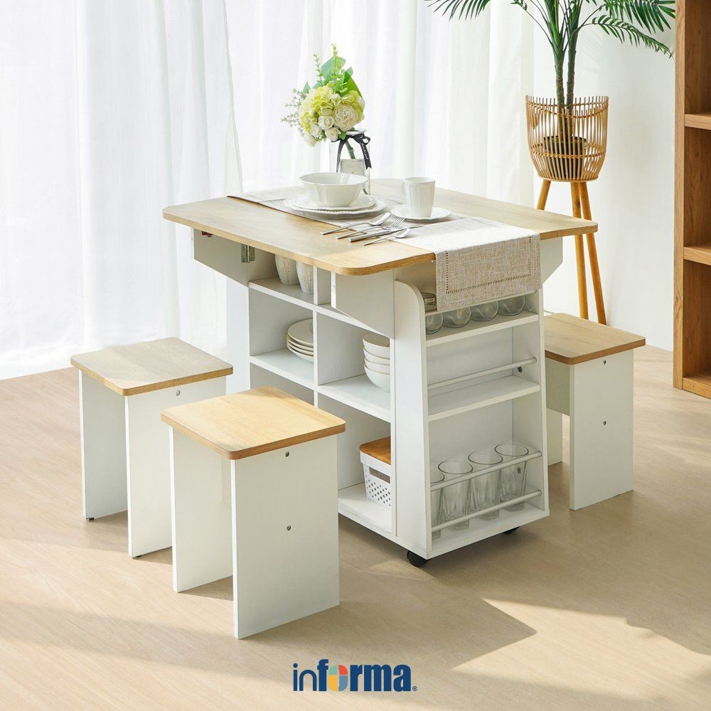Jual Informa Pristine Set Meja Makan 4 Bangku - Cokelat/Putih Dining ...