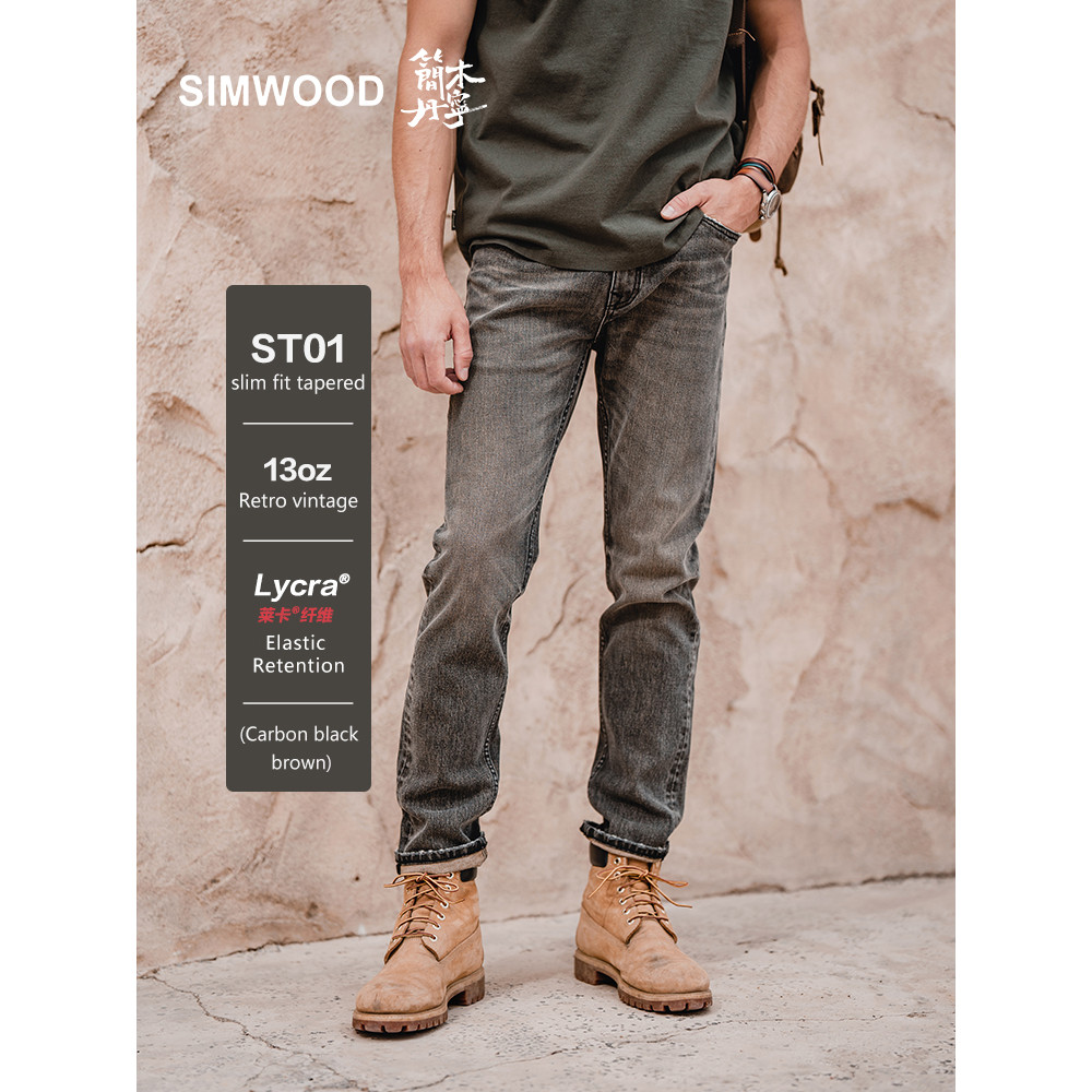 Jual SIMWOOD High Standard Series 2024 Autumn New Slim Tapered 13oz ...
