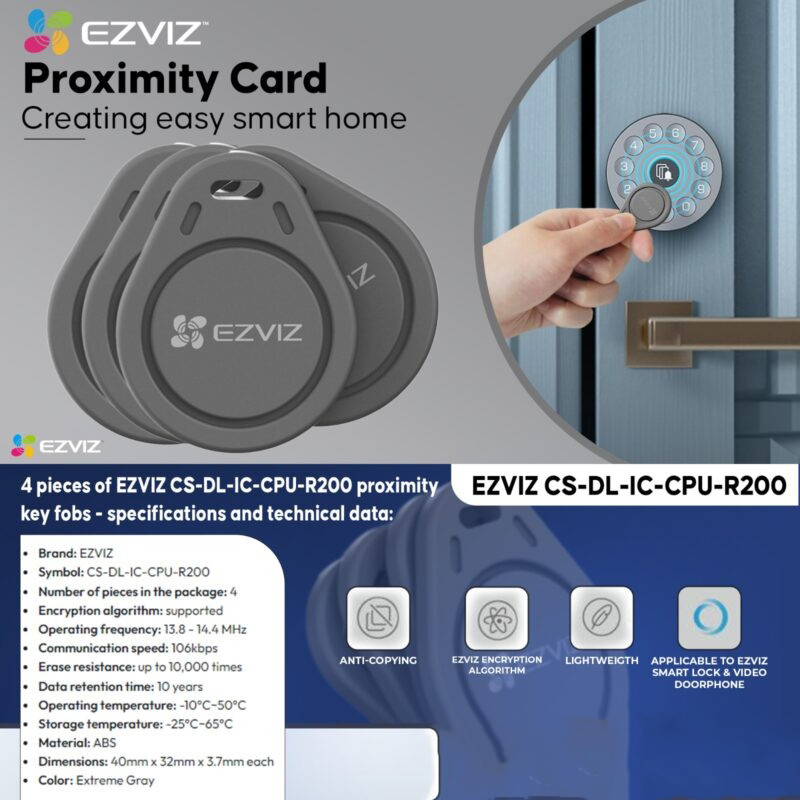 Jual EZVIZ CS-DL-IC-CPU-R200-GR CPU Proximity Card (4pcs) Kunci Pintu ...