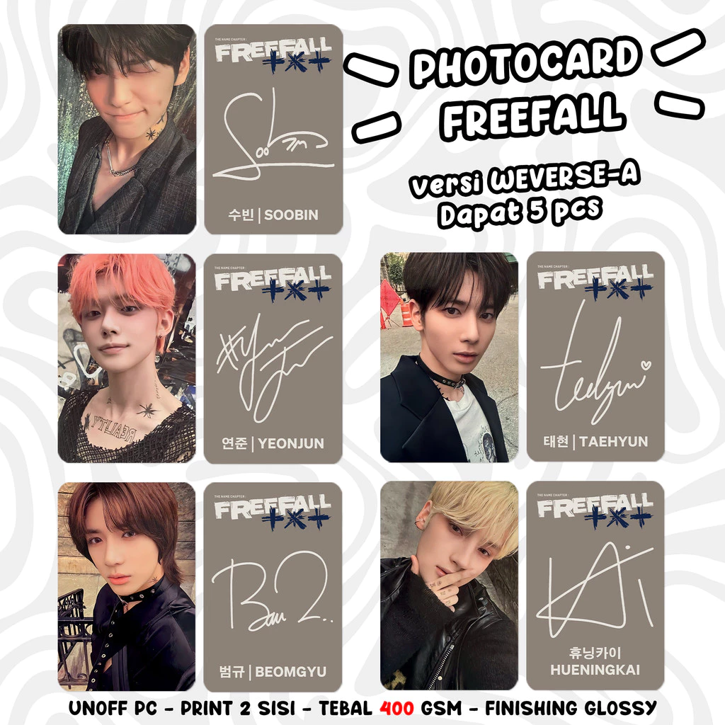 Photocard TXT FREEFALL Unofficial KPOP PC dan Koleksi Unik