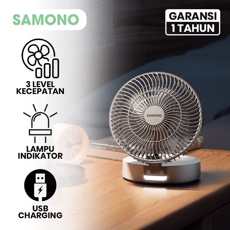 Jual SAMONO SW-DF03 Foldable Desk Fan with LED Light 3 Wind Speeds 2 ...