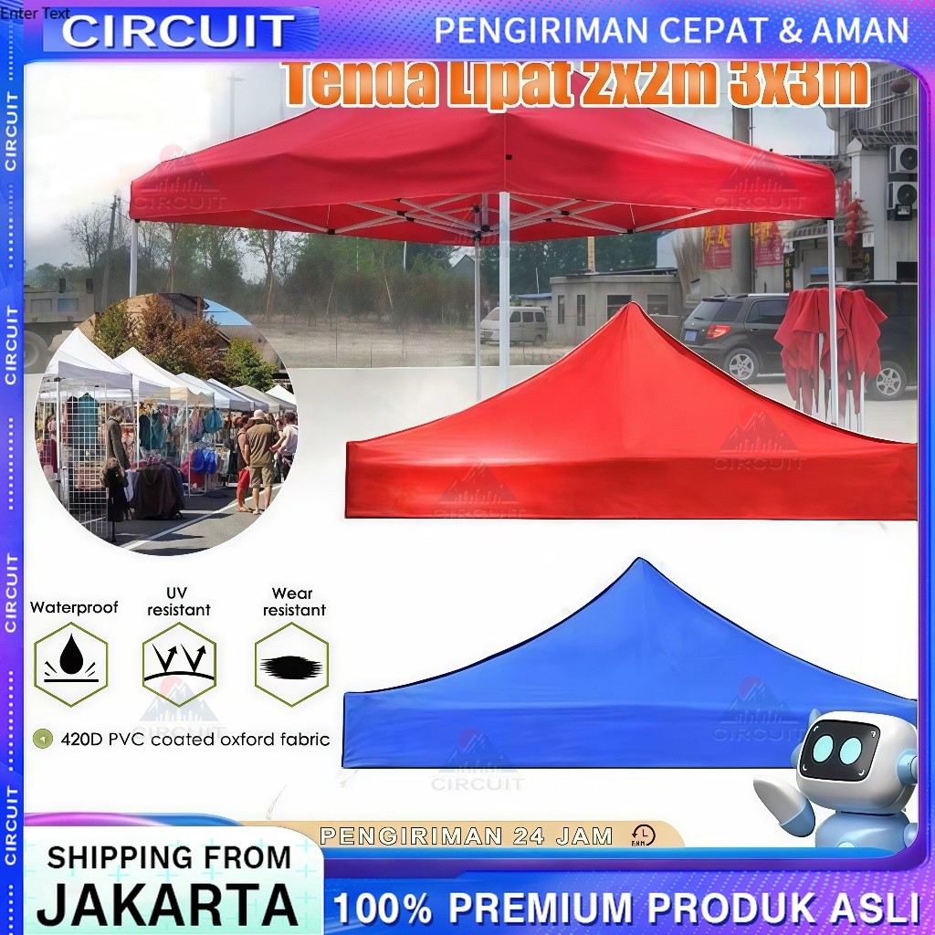Jual Terpal Atap Tenda Lipat 2x2/3x3 (Bahan Polyester 1500D) Anti Air ...
