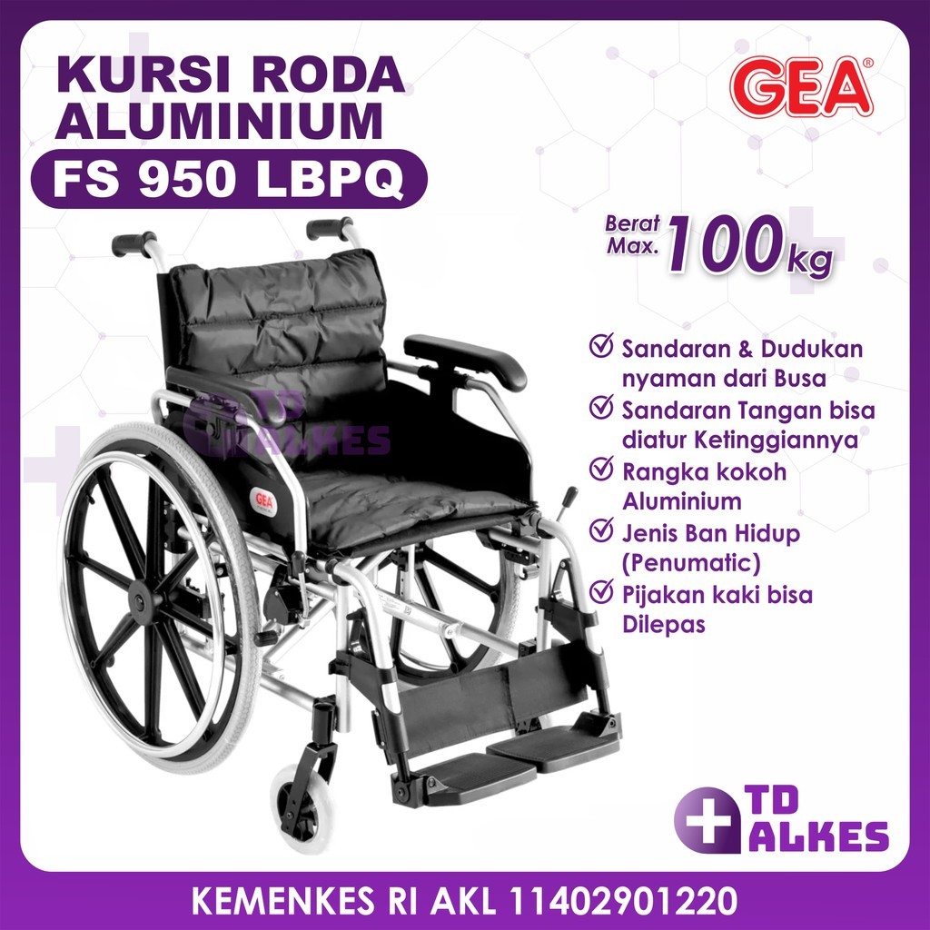 Jual Gea Kursi Roda Aluminium Fs Lbpq Alat Bantu Jalan Penunjang Gerak Standar Rumah Sakit